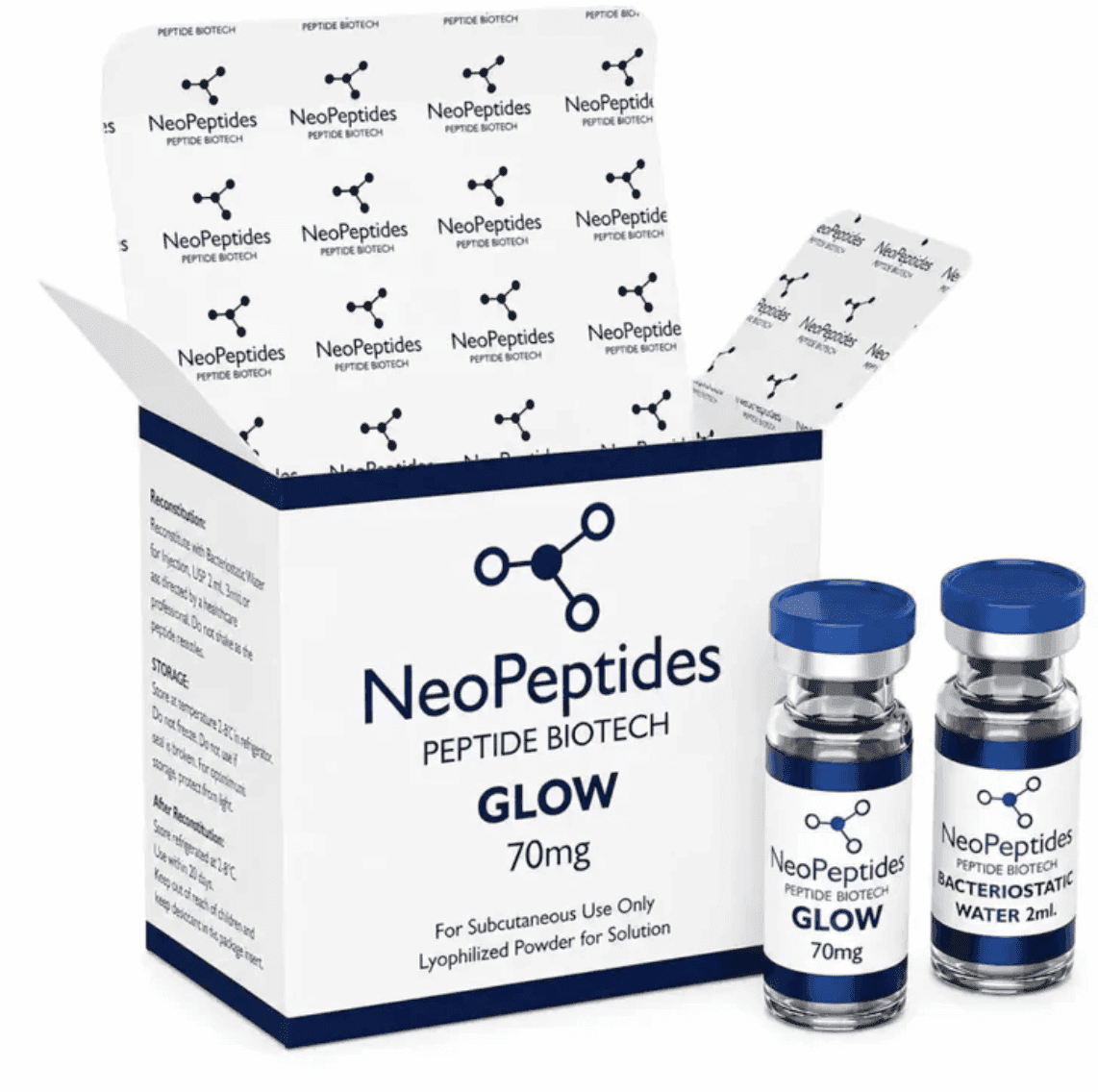 GLOW 70MG BLEND C/ AGUA BACTERIOSTATICA – Peptídeo